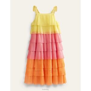 Mini Boden Girls Tiered Ombre Tulle Dress Sleeveless Long Pleated Size 5-6